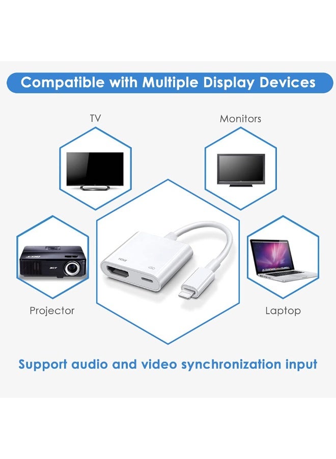 MFi Certified Lightning Digital AV Adapter iPhone HDMI Adapter to TV HDMI Cable Connector 1080P Sync Screen to TV/HDTV/Monitor/Projector Compatible with iPhone iPad - Image 2