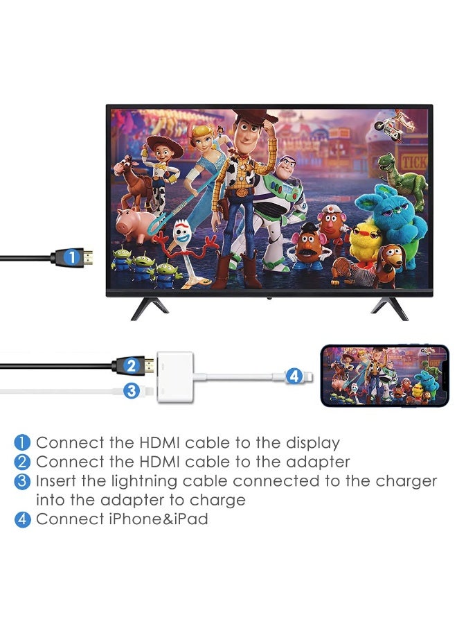 MFi Certified Lightning Digital AV Adapter iPhone HDMI Adapter to TV HDMI Cable Connector 1080P Sync Screen to TV/HDTV/Monitor/Projector Compatible with iPhone iPad - Image 3