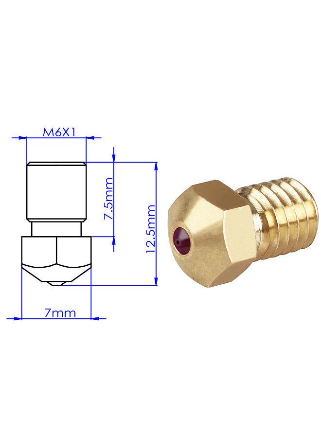 High Temperature Ruby Nozzle V6 Nozzles 0.4mm 3D Printer Parts 1.75 Filament for PETG ABS PET PEEK Compatible with PRUSA I3 MK3/LulzBot