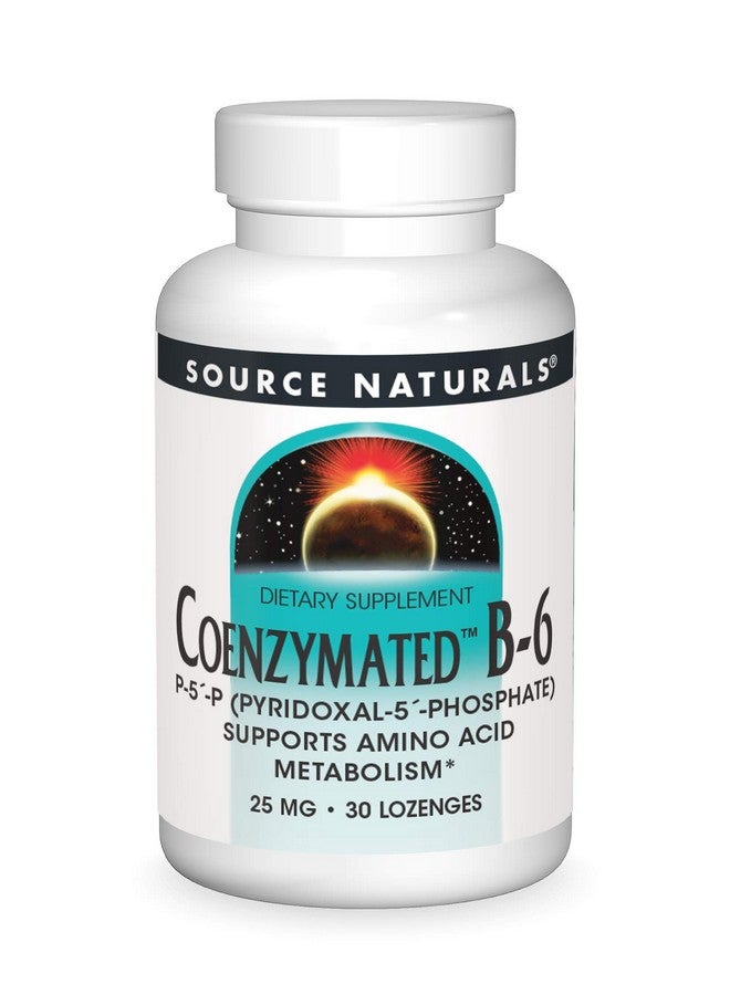 Source Naturals Coenzymated B-6 25mg P-5 Pyridoxal-5 Phosphate Fast-Acting, Quick Dissolve Sublingual Vitamin Supports Amino Acid Metabolism - 30 Lozenges - Image 1