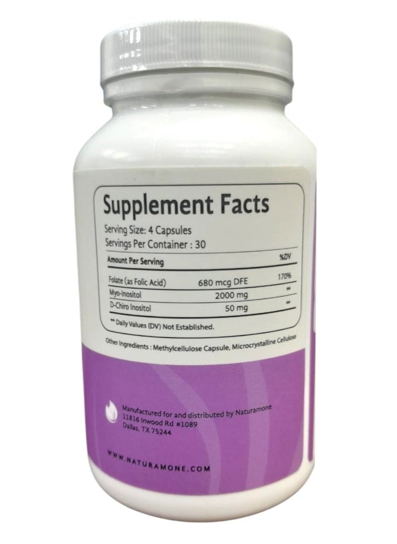 Naturamone - Myo & D-Chiro Inositol, Natural 40:1 Physiological Ratio, 120 Capsules - Image 1