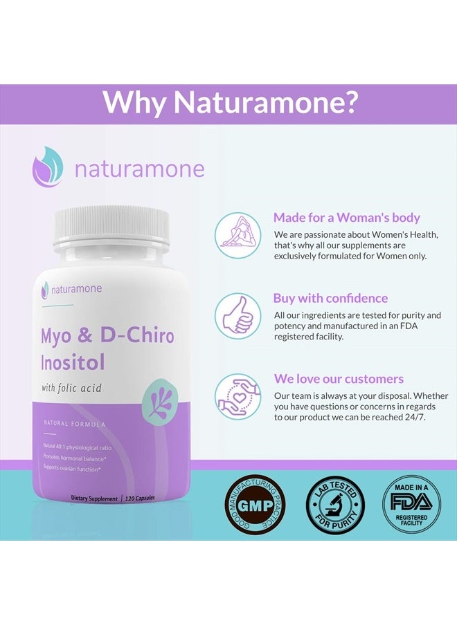 Naturamone - Myo & D-Chiro Inositol, Natural 40:1 Physiological Ratio, 120 Capsules - Image 1