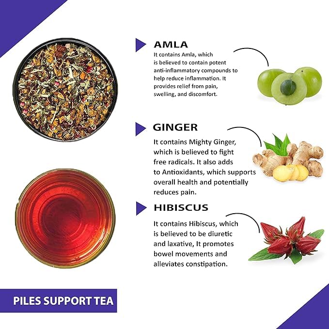TEACURRY Piles Support Ginger Tea (50 Gram Loose, 15 Days Pack)-Helps With Piles, Gut Health, Digestion|Relief From Constipation|Natural Plant Blend With Bibhitaki,Haritaki, Guggul - Image 2