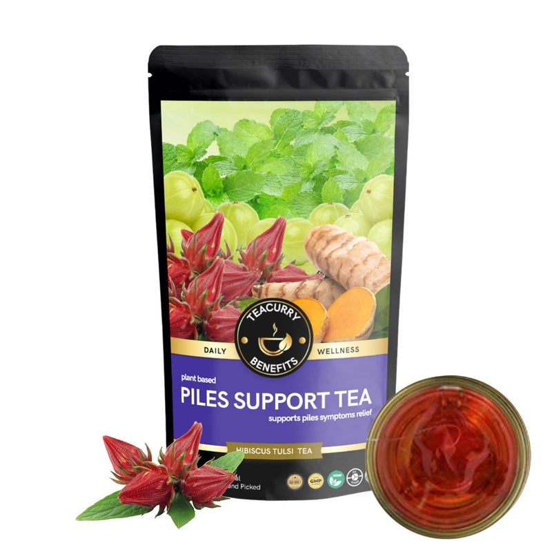 TEACURRY Piles Support Ginger Tea (50 Gram Loose, 15 Days Pack)-Helps With Piles, Gut Health, Digestion|Relief From Constipation|Natural Plant Blend With Bibhitaki,Haritaki, Guggul - Image 1
