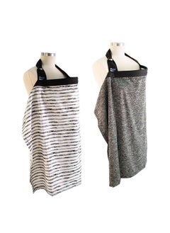 Bebe au Lait Zip & Switch Nursing Cover Premium Cotton Breastfeeding Cover For Mom Privacy Nursing Cover For Breastfeedingbreathable Nursing Cover Up One Size Fits All Grey & Stripes (Pack Of 2)  - Image 3