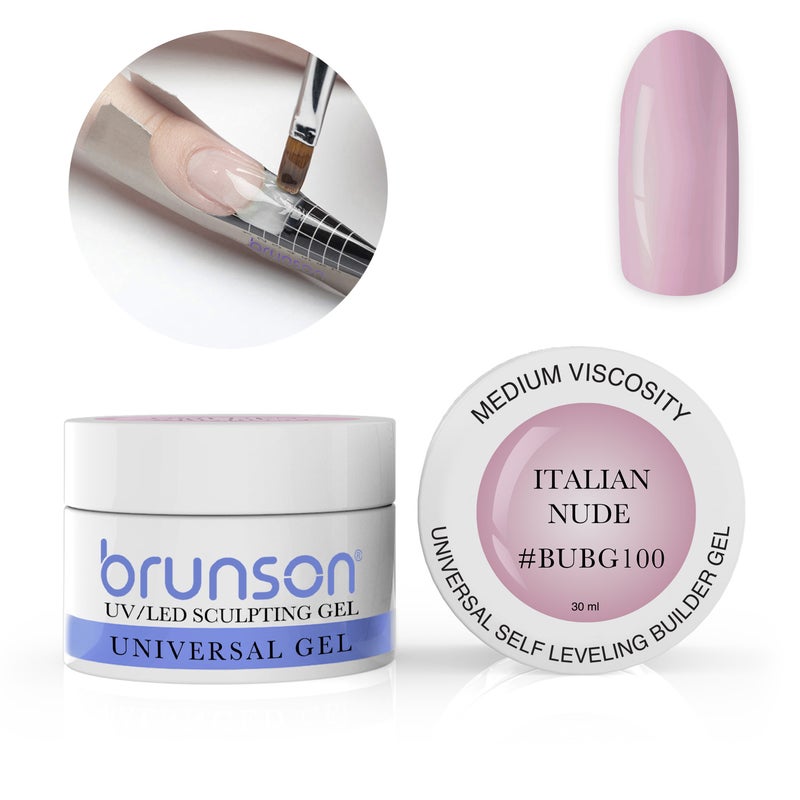 Brunson Builder Gel in Jar 30ml Professional Sculpting Builder Gel for Nail Extensions Overlays and 3D Nail Art UV LED Self Leveling Gel for Long Lasting High Gloss Nails