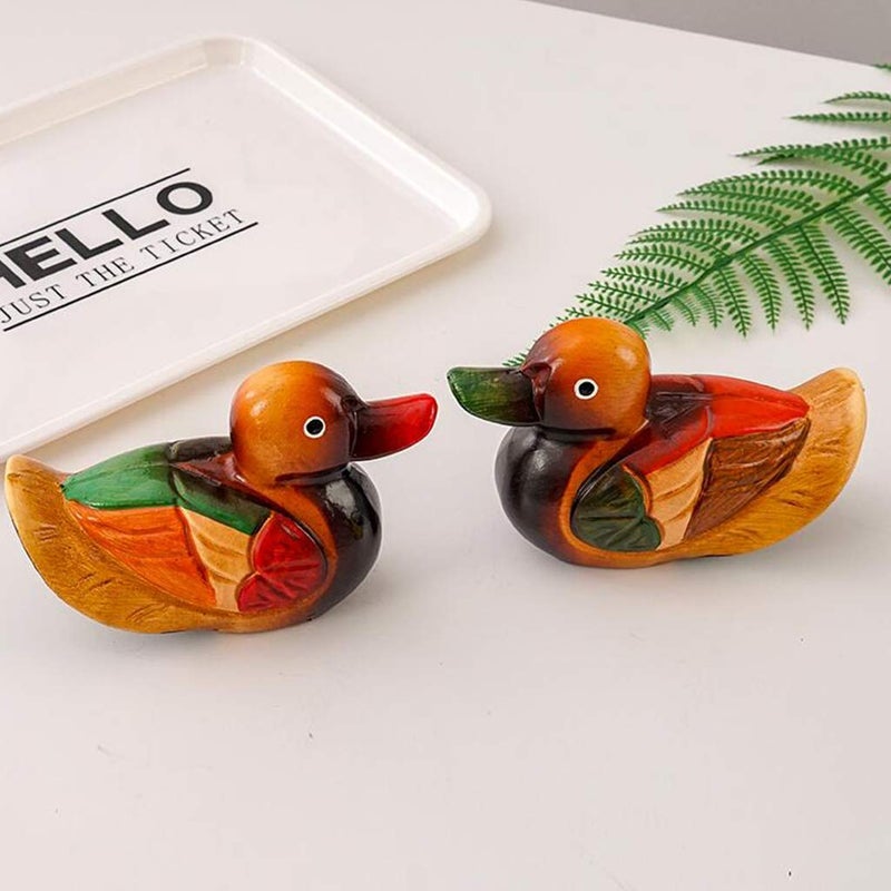 FRECI 2pcs Duck Ornament Wooden Ducks Statues Hand Carved Figures Wedding Gifts - Mandarin Duck - Image 5