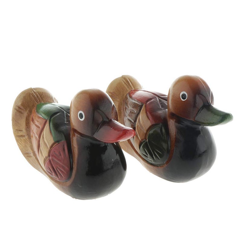FRECI 2pcs Duck Ornament Wooden Ducks Statues Hand Carved Figures Wedding Gifts - Mandarin Duck - Image 1
