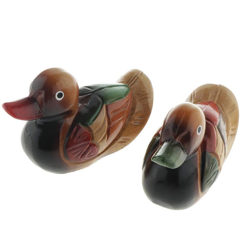 FRECI 2pcs Duck Ornament Wooden Ducks Statues Hand Carved Figures Wedding Gifts - Mandarin Duck - Image 3