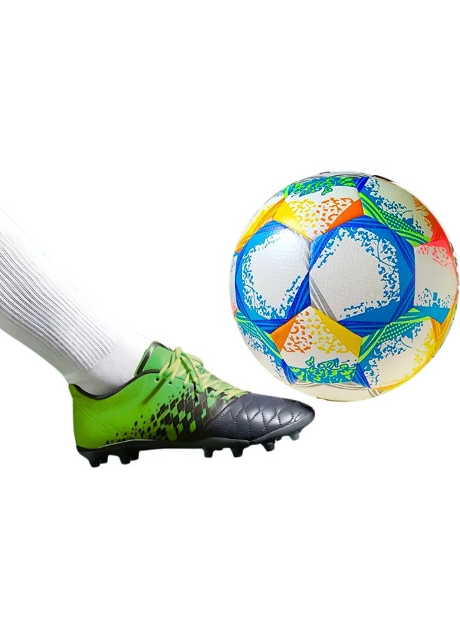 VIO Kids Training Soccer Ball Official Ball Size 5 Durable Machine Stitched Synthetic Football with Reinforced Bladder for All Ages Ideal for Team Games Group Solo Play Training Match Practise Football Matches Competition Suitable for Grass Turf Indoor Surfaces Indoor Outdoor Beginner Professional Gifts for Birthday Boys Girls - Image 1