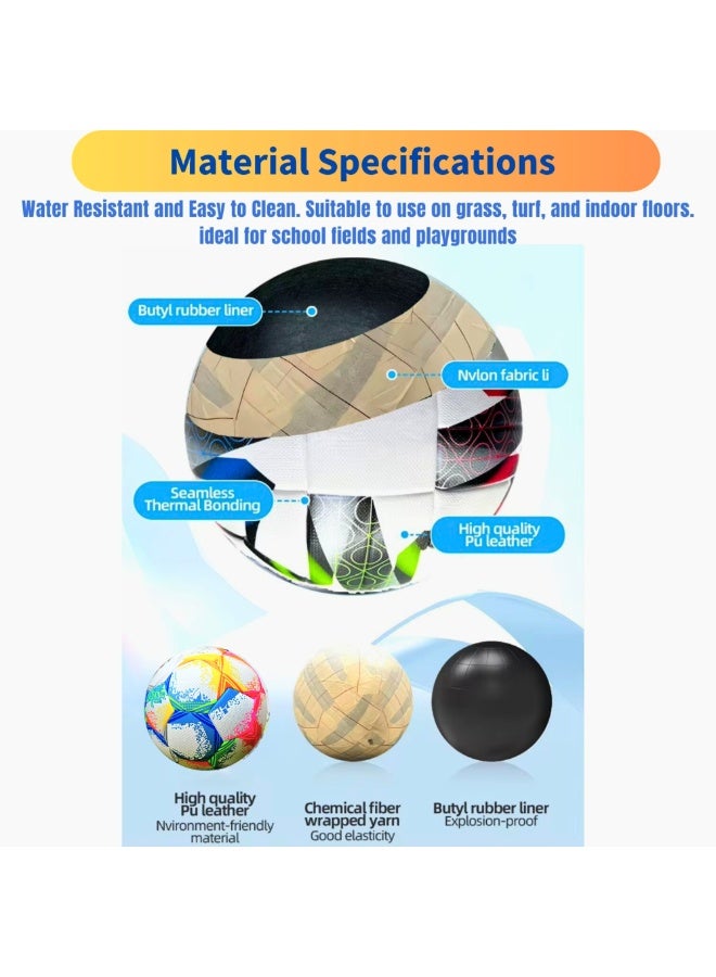 VIO Kids Training Soccer Ball Official Ball Size 5 Durable Machine Stitched Synthetic Football with Reinforced Bladder for All Ages Ideal for Team Games Group Solo Play Training Match Practise Football Matches Competition Suitable for Grass Turf Indoor Surfaces Indoor Outdoor Beginner Professional Gifts for Birthday Boys Girls - Image 5