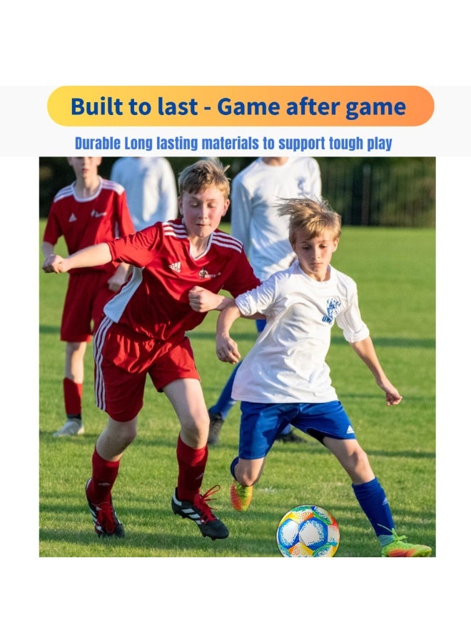 VIO Kids Training Soccer Ball Official Ball Size 5 Durable Machine Stitched Synthetic Football with Reinforced Bladder for All Ages Ideal for Team Games Group Solo Play Training Match Practise Football Matches Competition Suitable for Grass Turf Indoor Surfaces Indoor Outdoor Beginner Professional Gifts for Birthday Boys Girls - Image 4