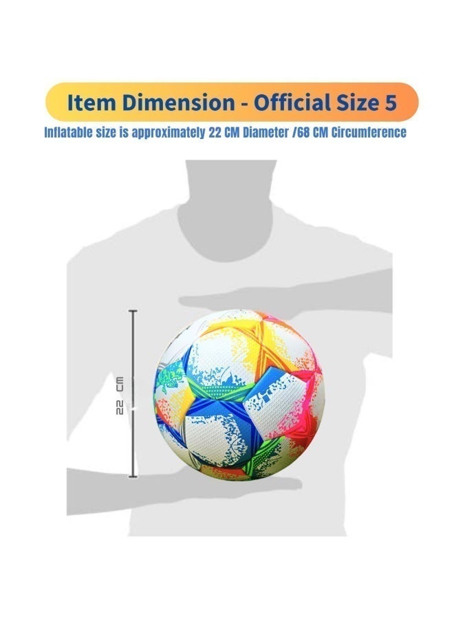 VIO Kids Training Soccer Ball Official Ball Size 5 Durable Machine Stitched Synthetic Football with Reinforced Bladder for All Ages Ideal for Team Games Group Solo Play Training Match Practise Football Matches Competition Suitable for Grass Turf Indoor Surfaces Indoor Outdoor Beginner Professional Gifts for Birthday Boys Girls - Image 5