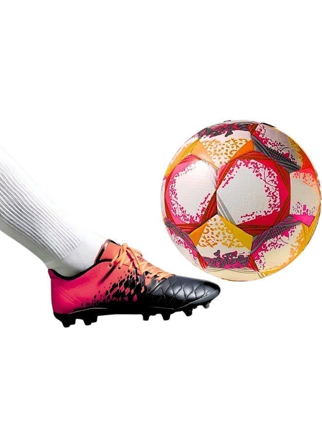 VIO Kids Training Soccer Ball Official Ball Size 5 Durable Machine Stitched Synthetic Football with Reinforced Bladder for All Ages Ideal for Team Games Group Solo Play Training Match Practise Football Matches Competition Suitable for Grass Turf Indoor Surfaces Indoor Outdoor Beginner Professional Gifts for Birthday Boys Girls - Image 1