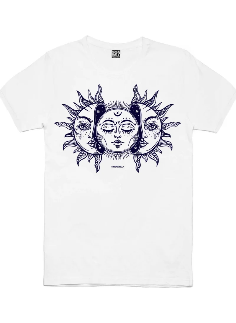 Rock&Roll Moon Sun White Short Sleeve Men's T-Shirt