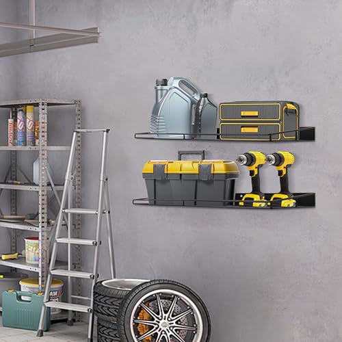 RedCall Heavy-Duty Wall Shelf, 2 Pack Garage Shelf, 23.5" x 12" Large Wall Mounted Shelves for Garage, Laundry Room, Closet, Holds Up to 75 Lbs - Image 2