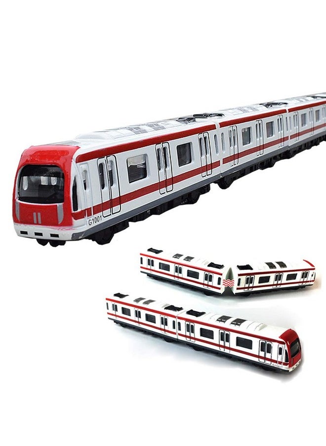 VANTIYAUS VANTIYAUS 4pcs Car Set Alloy City Rail Subway Train, 1/64 Scale Alloy Subway/Car Model, Red White  - Image 1