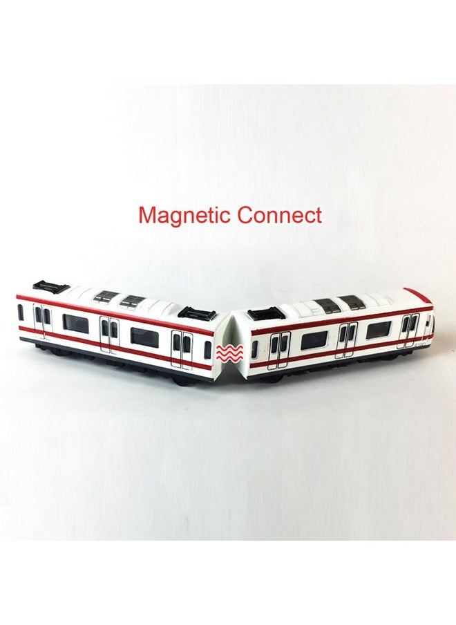 VANTIYAUS VANTIYAUS 4pcs Car Set Alloy City Rail Subway Train, 1/64 Scale Alloy Subway/Car Model, Red White  - Image 5