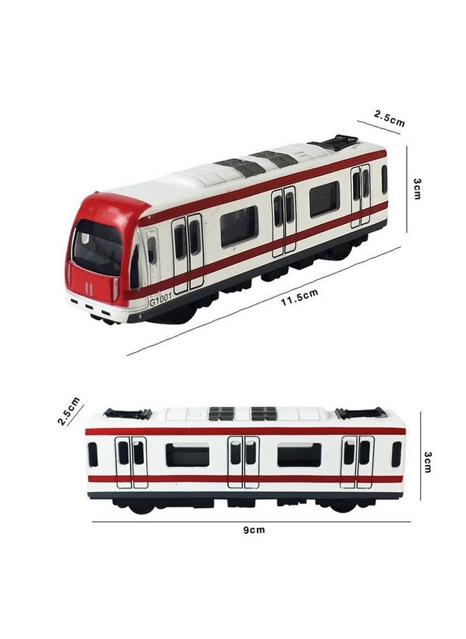 VANTIYAUS VANTIYAUS 4pcs Car Set Alloy City Rail Subway Train, 1/64 Scale Alloy Subway/Car Model, Red White  - Image 4