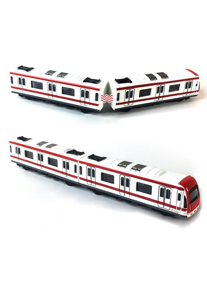 VANTIYAUS VANTIYAUS 4pcs Car Set Alloy City Rail Subway Train, 1/64 Scale Alloy Subway/Car Model, Red White  - Image 2
