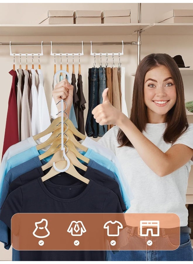 HOUSE DAY منظمات وخزائن HOUSE DAY، شماعات موفرة للمساحة بيضاء، منظم خزانة موفر للمساحة 80%، شماعات سحرية بلاستيكية متينة لجميع أنواع الملابس، أساسيات غرفة السكن الجامعي (16 حزمة) - Image 2