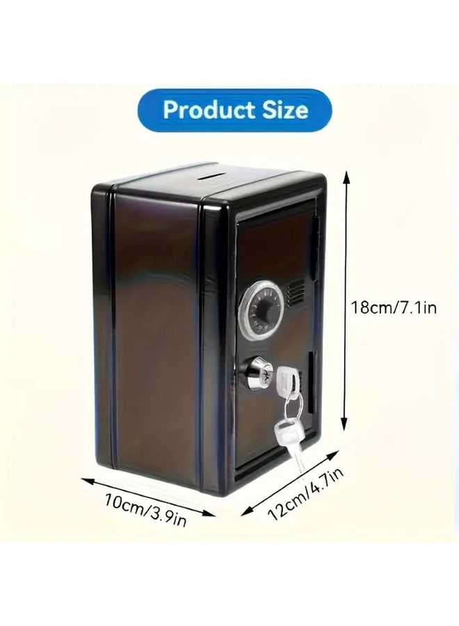 Black Metal Penny Bank With Key Lock And Password Dual Protection Anti Drop Safe - Image 3