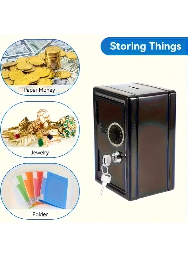 Black Metal Penny Bank With Key Lock And Password Dual Protection Anti Drop Safe - Image 5