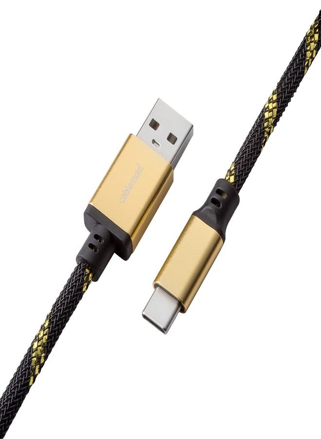 CableMod كابل كابل مود برو الملتف للوحة المفاتيح (ميداس فويل أسود، USB A إلى USB Type C، 150 سم) - Image 2