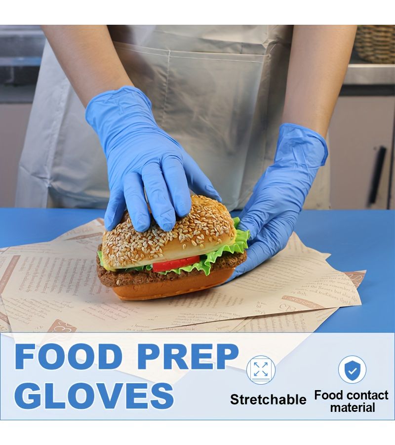 40 Blue Nitrile Gloves Disposable Latex Free Powder Free Food Safe Multipurpose - Image 2