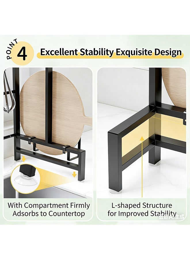 رولستيمي رف تجفيف الأطباق ، قابل للتعديل (60-96 سم) ، سعة كبيرة من طبقة واحدة ، يناسب جميع الأحواض ، فوق حوض المطبخ ، رف تخزين المطبخ - Image 5