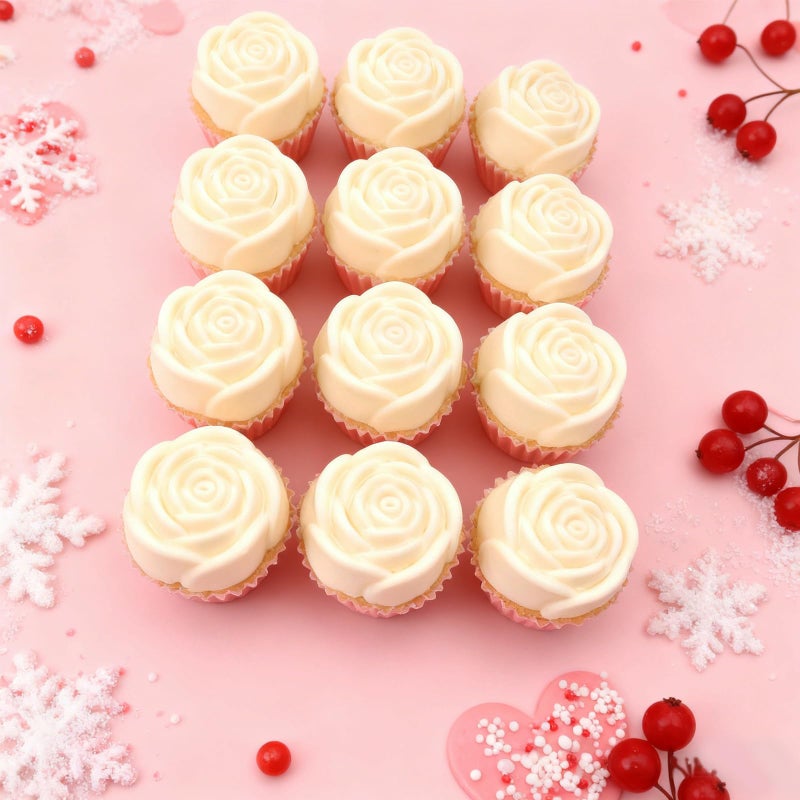LLPMutu 2 Pack Rose Silicone Mold Rose Flowers Shaped Silicone Molds 24-Cavity Valentine's Day Roses Chocolate Mold Nonstick Molds for Baking Cupcake Pan Chocolate Pudding Candy Ice Cube Candles Soaps - Image 2