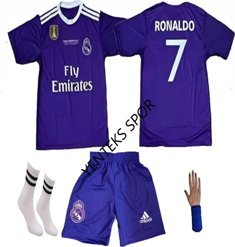 Yenteks - Real Madrid 2017 Ronaldo Purple Cardif Set of 4 Kids Jersey Champions League Final - Image 1