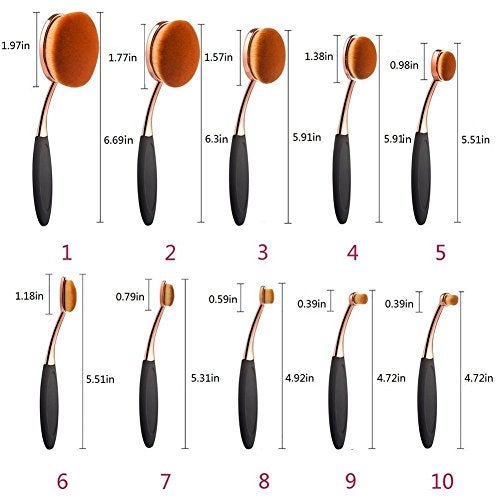Yoseng Makeup Brushes Set 10Pcs Professional Oval Toothbrush Foundation Cream Contour Powder Blush Conceler Eyeliner Blending Brush New Fashionable Super Soft Cosmetic Brushes Tool with Box(Rose Gold) - Image 3