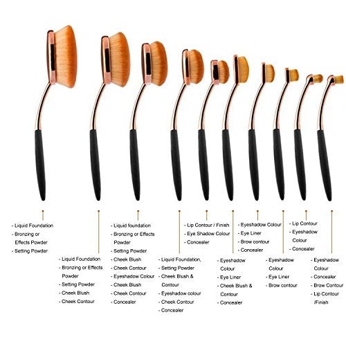 Yoseng Makeup Brushes Set 10Pcs Professional Oval Toothbrush Foundation Cream Contour Powder Blush Conceler Eyeliner Blending Brush New Fashionable Super Soft Cosmetic Brushes Tool with Box(Rose Gold) - Image 2