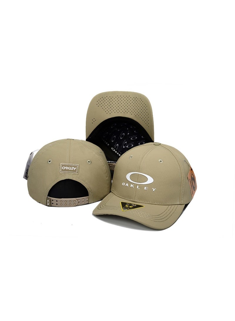 Oakley Beige Athletic Baseball Cap with Perforated Ventilation & Signature Logo Branding