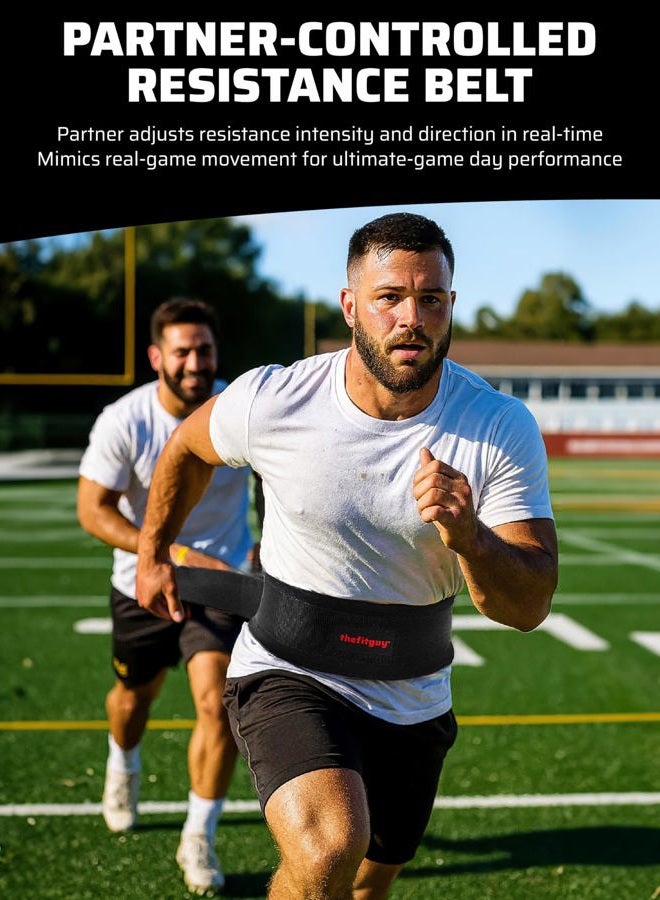 THEFITGUY Two-Person Football Training Equipment | Resistance Belt with Built-In Grip Handles for Game-Speed Feedback | Non-Elastic Sprint Trainer for Speed, Agility & Power - Image 2