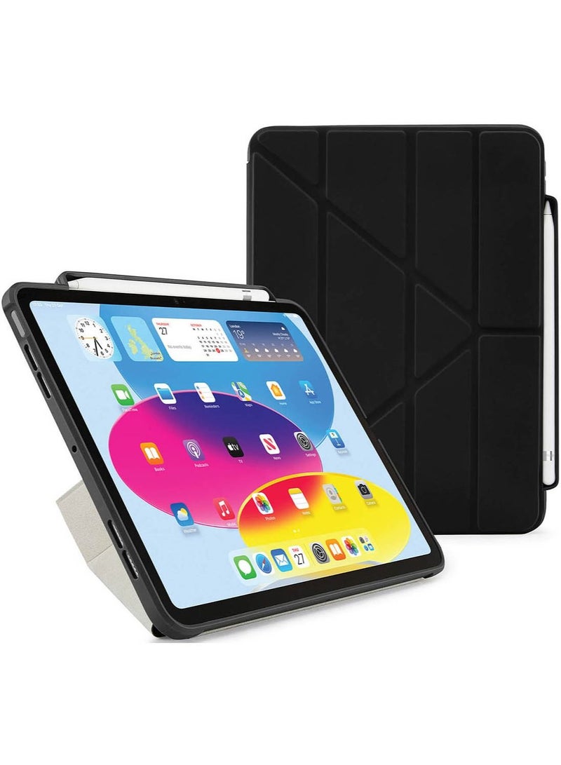 Pipetto Origami No. 3 for iPad 10.9 inch iPad 10th Generation Case Cover (2022) | Shock Resistant 5-in-1 Stand Case | Apple Pencil 1 Storage | 99.9% Anti-Bacterial - Black - Image 1
