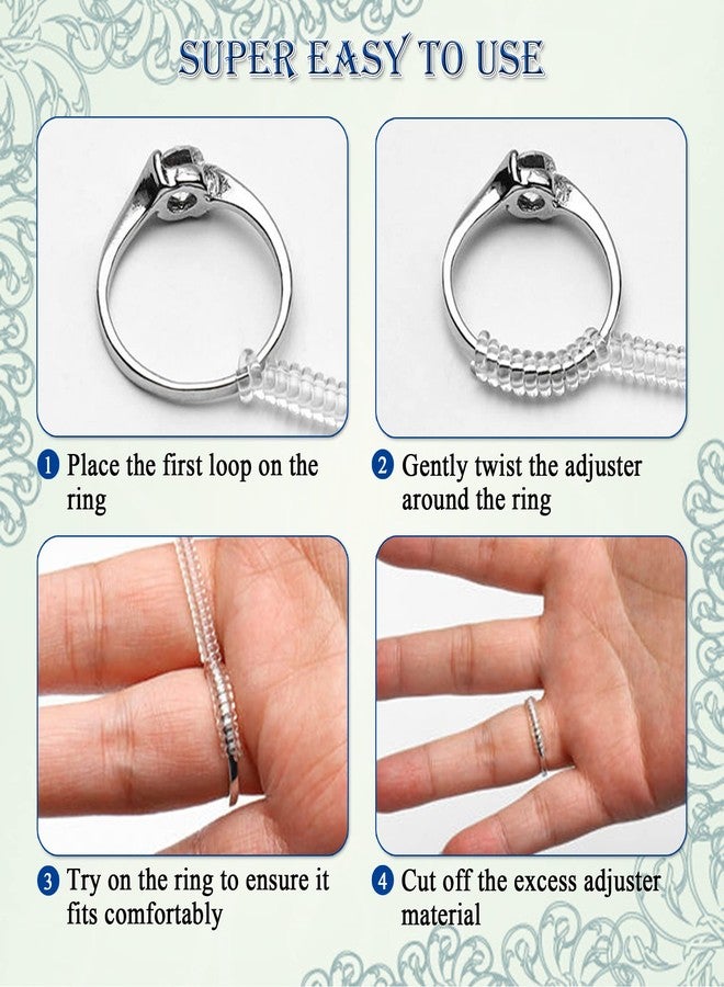 enhong Ring Sizers for Loose Rings,Ring Adjuster for Loose Rings Women Men Rings Guards,Gold Silicone Ring Tightener,Invisible Metal Ring Reducer Spacer 3 Sizes Round & Flat Spiral 15pcs - Image 4