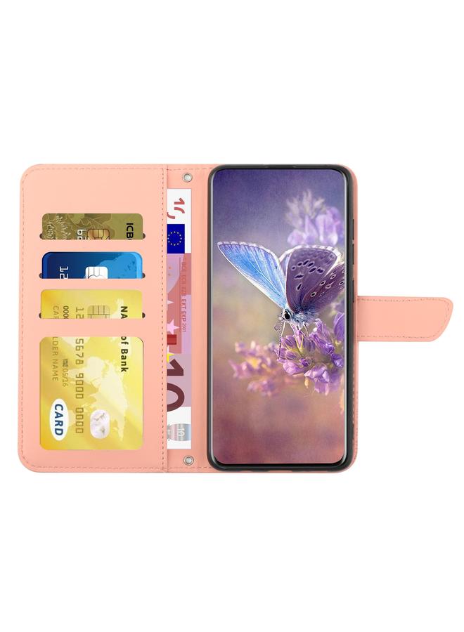 اس-توب جراب لهاتف OPPO Realme 5 Pro مصنوع من الجلد المنقوش بنقشة زهور الفاوانيا على شكل فراشة - Image 3