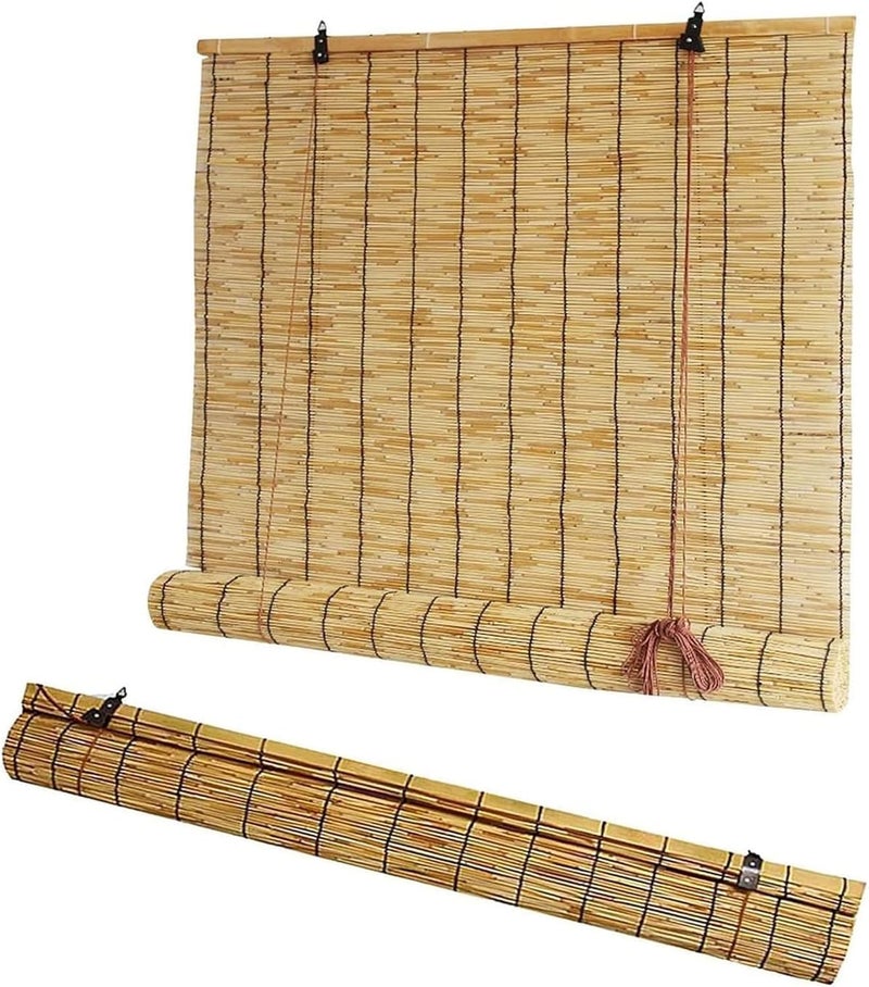 LINGWEI Natural 𝐁𝐚𝐦𝐛𝐨𝐨 Roll-Up 𝐁𝐥𝐢𝐧𝐝𝐬 – Light Filtering, Privacy Screen, Insect Door Curtain for Patios & Windows – Easy Installation for Indoor & Outdoor Use (Small (with Accessories)) - Image 2