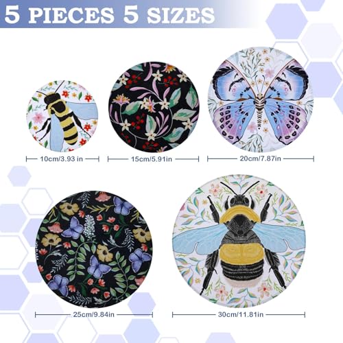 Revahope 5-Size Reusable Beeswax Bowl Covers for Bread Proofing, Cotton Cloth Flexible Beeswax Wraps for Food Storage(Honeybee) - Image 2