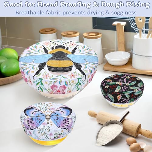 Revahope 5-Size Reusable Beeswax Bowl Covers for Bread Proofing, Cotton Cloth Flexible Beeswax Wraps for Food Storage(Honeybee) - Image 4