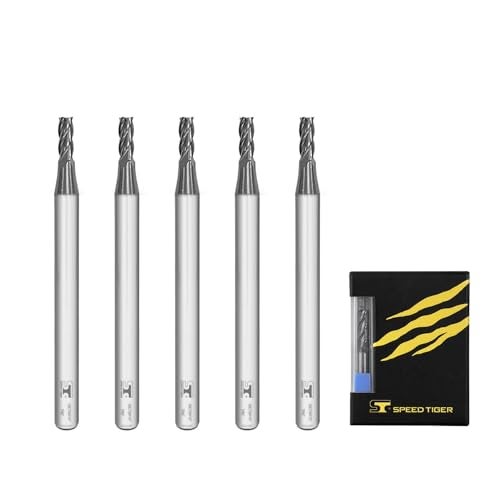 SPEED TIGER Micrograin Carbide Square End Mill - 4 Flute - ISE7/64 4T (5 Pieces, 7/64") - for Milling Alloy Steels, Hardened Steel, Metal & More – Mill Bits Sets for DIYers & Professionals - Image 1
