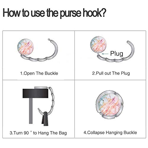 Bosketo Foldable Purse Hook Womens Bag Table Hanger Collection Desk Hooks for Purse (3pack Marble Hook) - Image 4