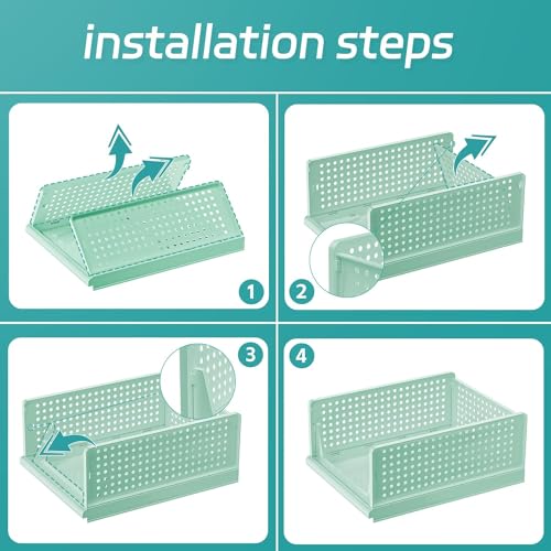 JEYANG Clothes Organizer for Wardrobe - Foldable and Stackable Closet Cupboard Almirah Space Organiser for Shirt, T Shirt, Jeans (Pack of 12, Green) - Image 4