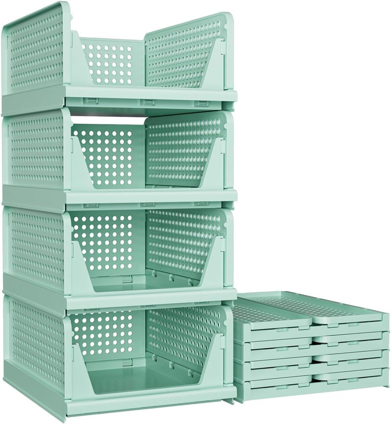 JEYANG Clothes Organizer for Wardrobe - Foldable and Stackable Closet Cupboard Almirah Space Organiser for Shirt, T Shirt, Jeans (Pack of 12, Green) - Image 2