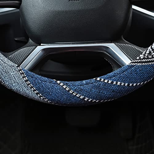 Valleycomfy Cloth Steering Wheel Covers for Women Bohemian Universal 15 inch Baja Blanket Enthic Blue - Image 5