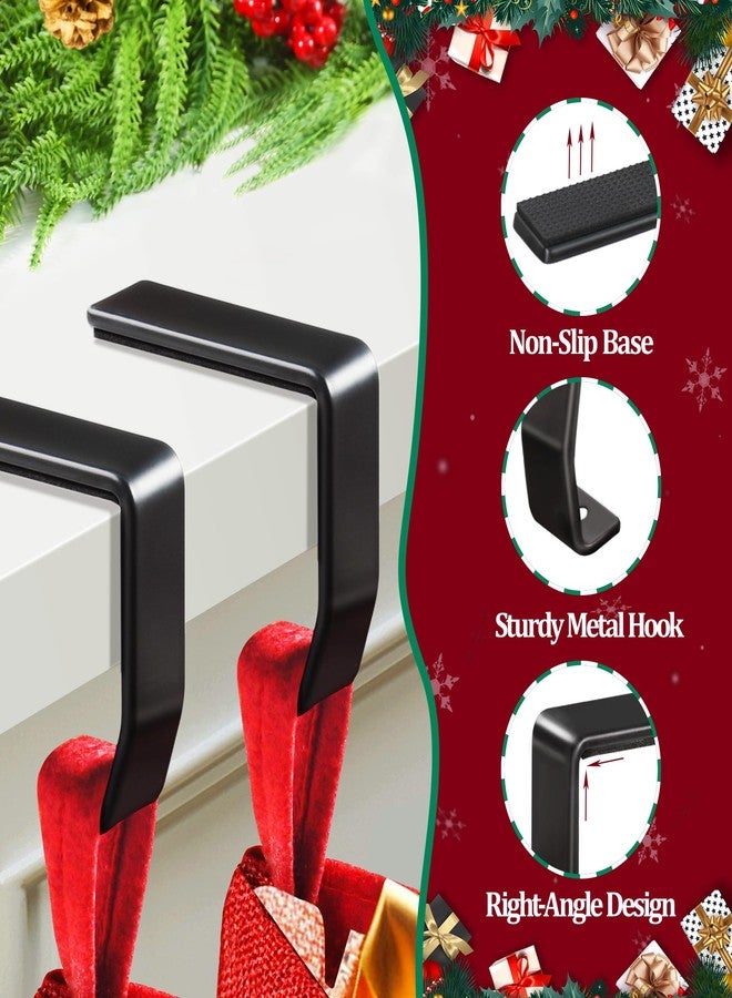 Loncaster Christmas Stocking Holders for Mantle Set of 4, Upgrade Non-Slip Stocking Hangers for Mantel Christmas Decorations, Metal Stocking Hooks for Fireplace Tabletop Shelf Xmas Decor, Black - Image 3