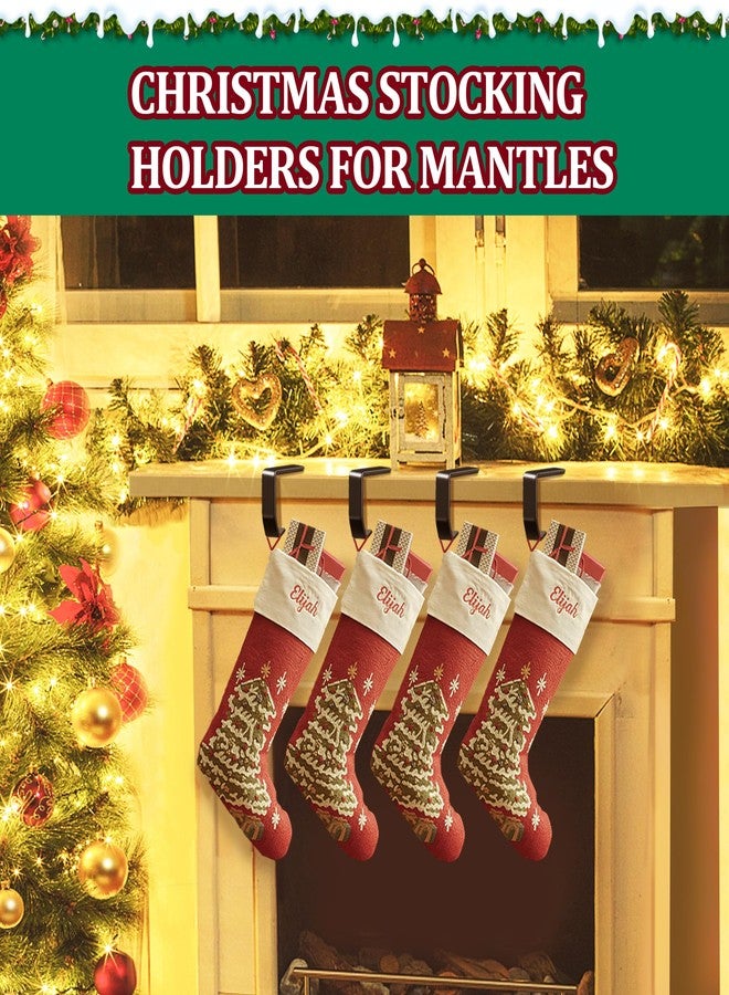 Loncaster Christmas Stocking Holders for Mantle Set of 4, Upgrade Non-Slip Stocking Hangers for Mantel Christmas Decorations, Metal Stocking Hooks for Fireplace Tabletop Shelf Xmas Decor, Black - Image 4