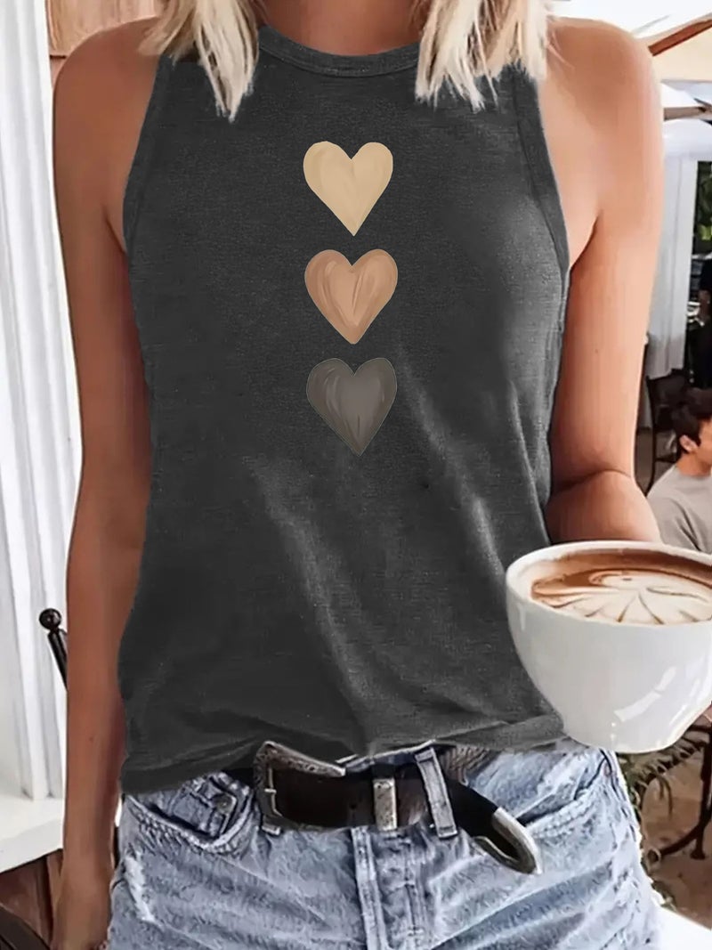 Independent Station Ladies All-Match Comfortable Three Love Printing Soft Large Vest - Image 2